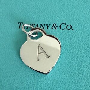 🩵Tiffany & Co. Medium Size Heart Pendant Initial A - Excellent Condition
